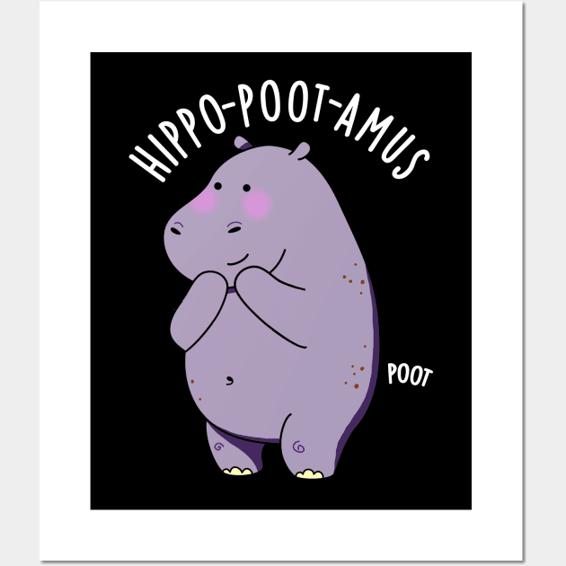 Hippo-poot-amus Funny Farting Hippo Pun Wall Art by punnybone